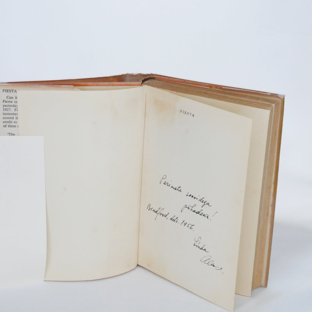 Fiesta - Ernest Hemingway (Jonathan Cape, 1954 Re-issue) — with Estonian Gift Inscription, Bradford 1956
