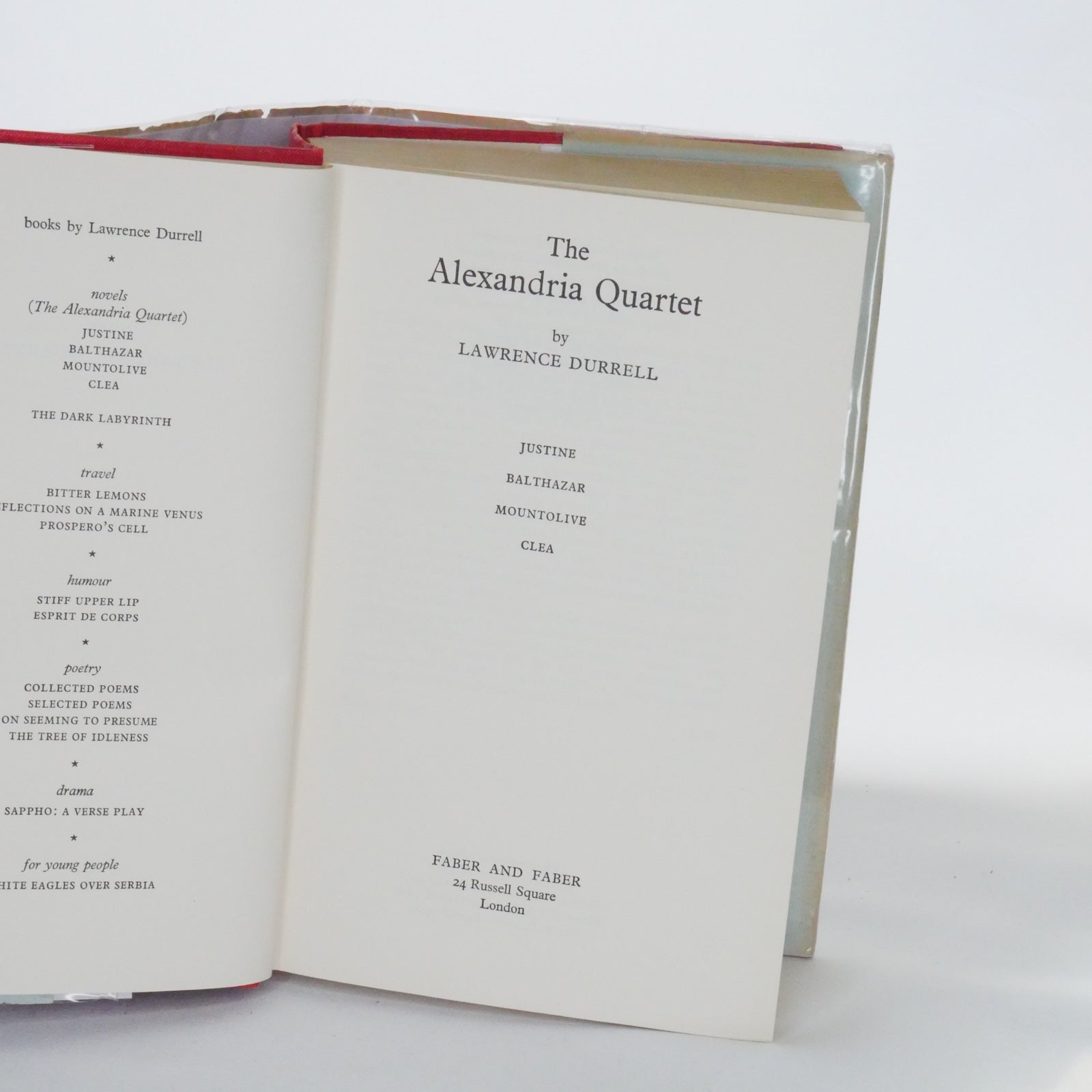 The Alexandria Quartet - Lawrence Durrell (Faber and Faber, One Volume Edition, 1962)