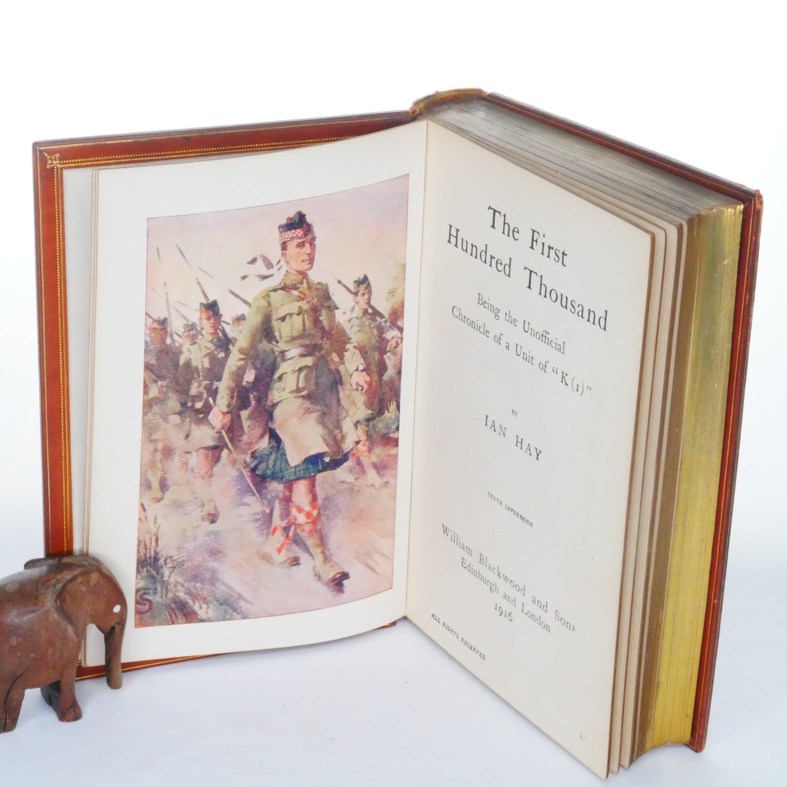 The First Hundred Thousand - Ian Hay /John Hay Beith (Bumpus Fine Binding, 1916)